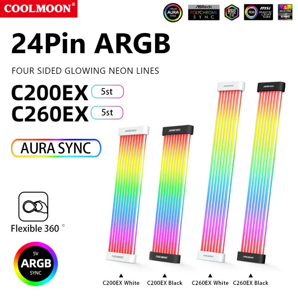 COOLMOON RGB  ͽټ ڵ ̾ AOSOR  LED 5V ARGB ƿ ũ ׿ LED Ʈ Ʈ DIY ŰƮ, 8 , 24 